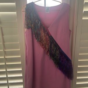 Queen of Sparkles pink fringe dress